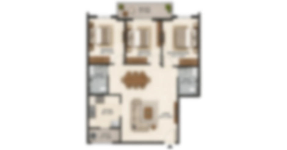 Crystal Palace 3 BHK Floor Plan